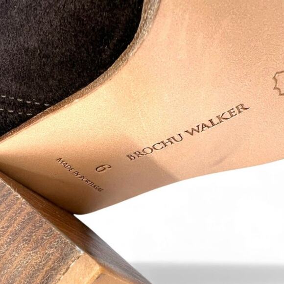 NEW Brochu Walker | 6 | Marfa Suede Point Toe Block Heel Saddle Brown Ankle Boot - Picture 9 of 9